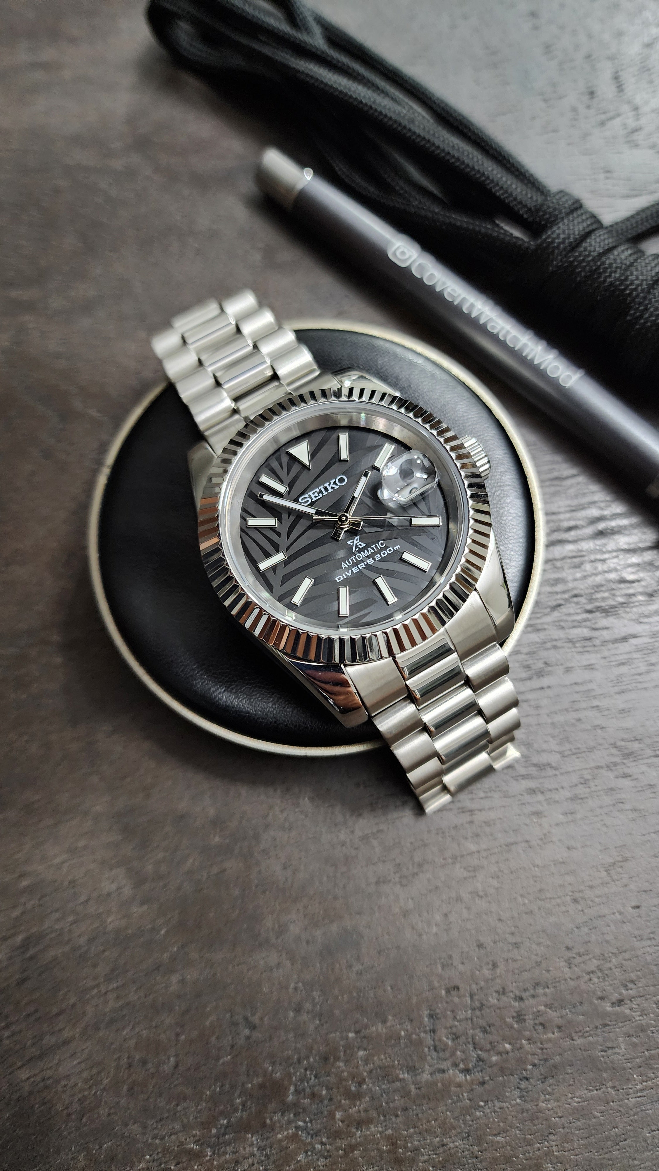 Custom Black Palm Datejust Seiko Mod Covert Watch Mod