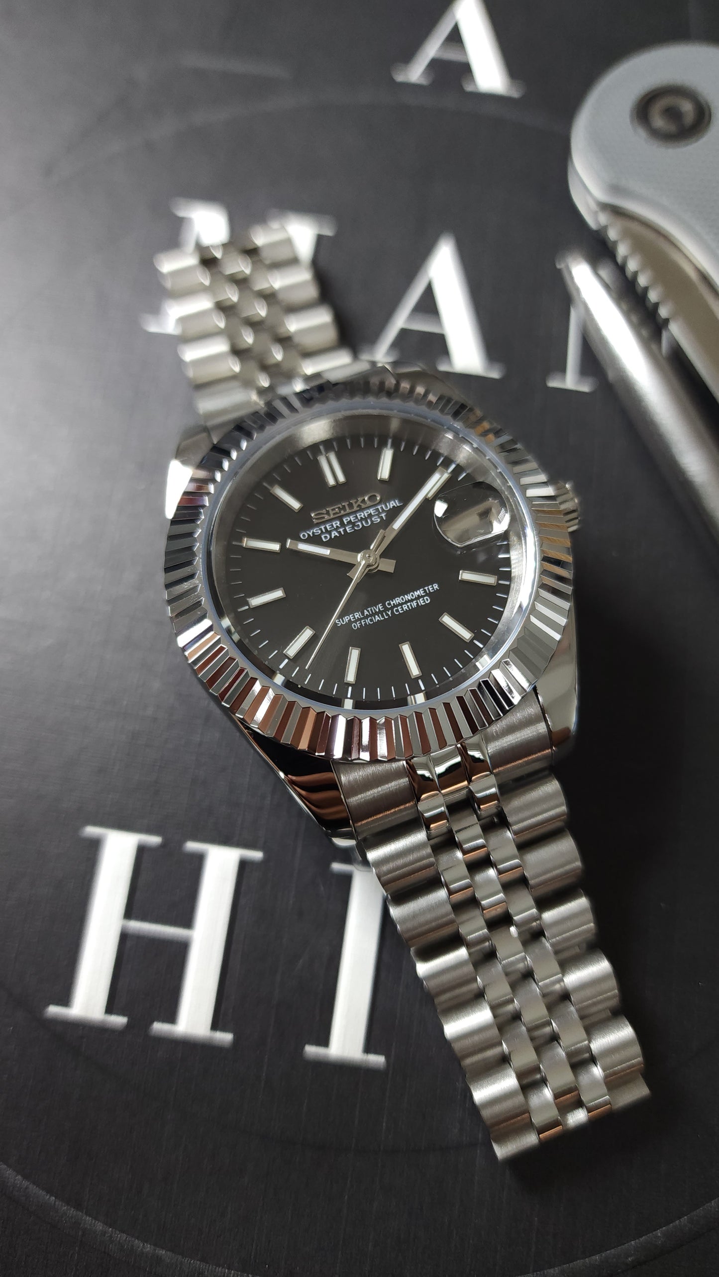 Black sunburst Datejust - Seiko Mod