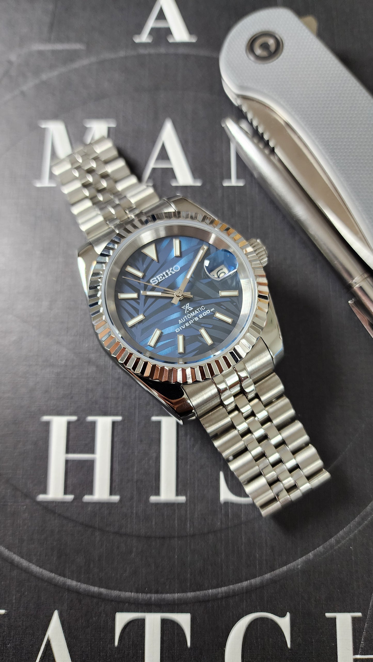 Blue Palm Dial Datejust 39 - Seiko Mod