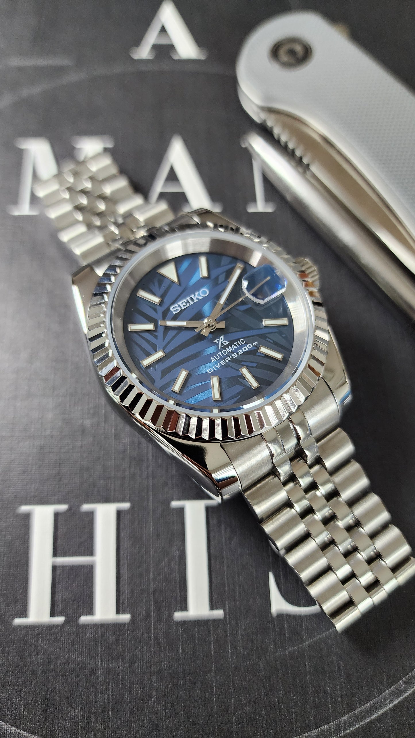 Blue Palm Dial Datejust 39 - Seiko Mod